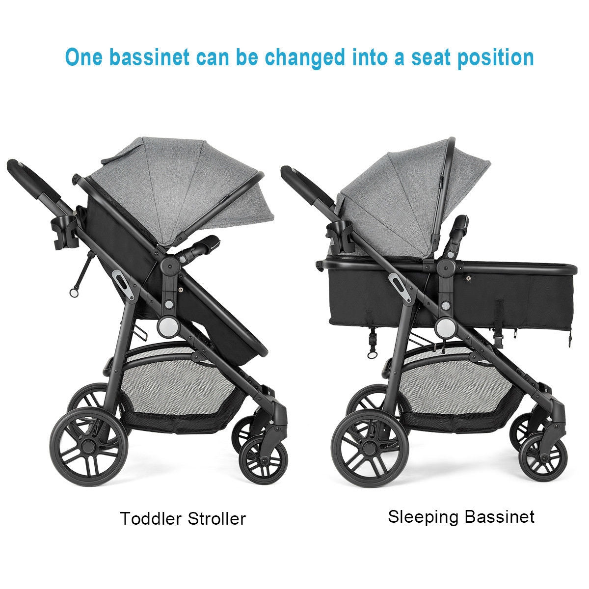 2 in 1 Foldable Pushchair Newborn Infant Baby Stroller, Gray Baby Strollers at Gallery Canada