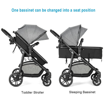 2 in 1 Foldable Pushchair Newborn Infant Baby Stroller, Gray Baby Strollers at Gallery Canada