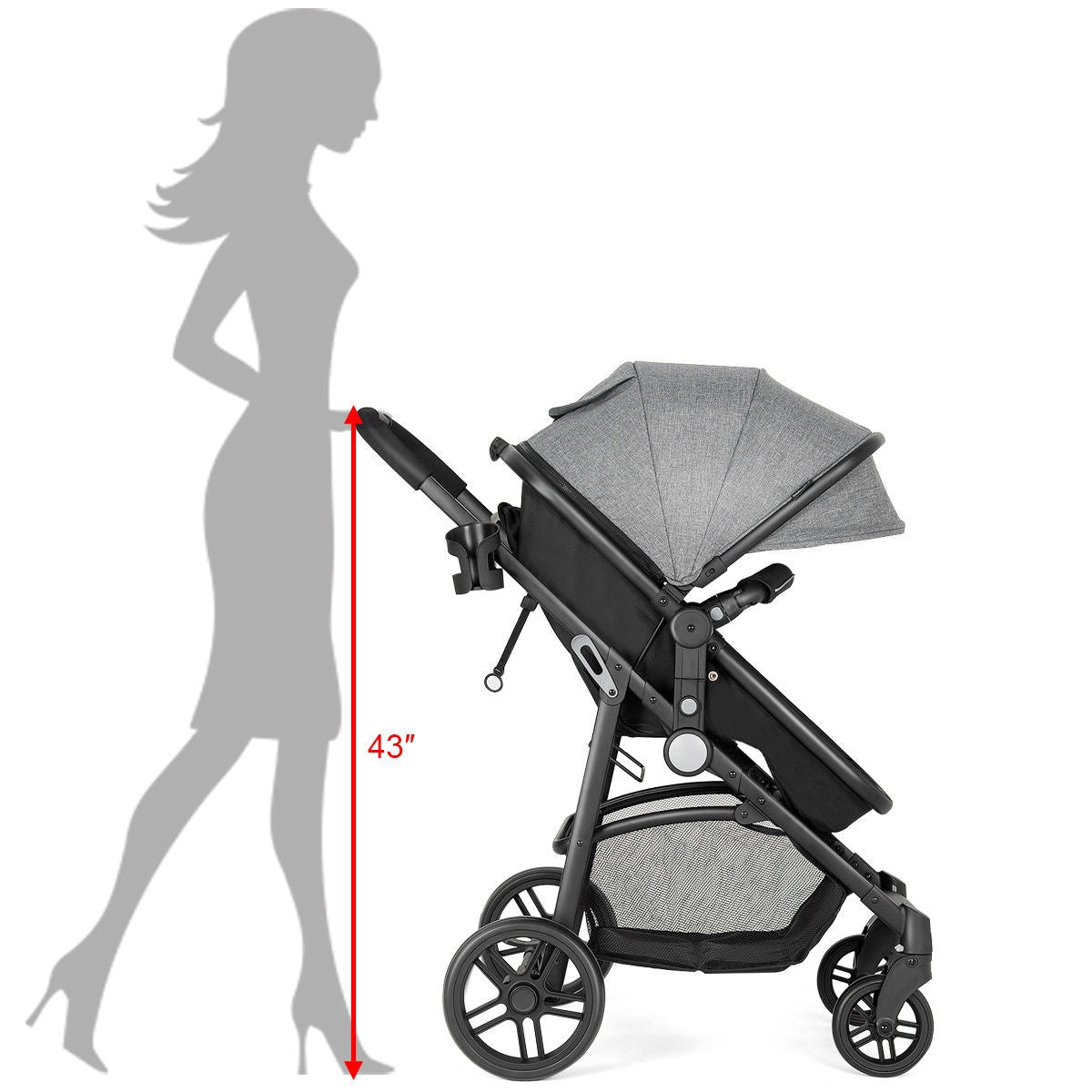 2 in 1 Foldable Pushchair Newborn Infant Baby Stroller, Gray Baby Strollers at Gallery Canada