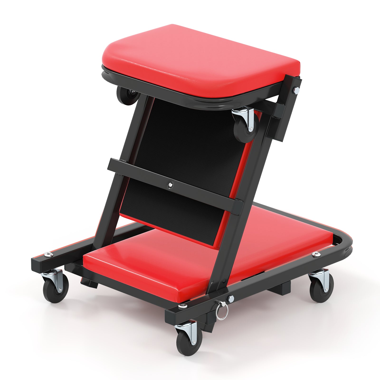 2-in-1 Folding Low Profile Mechanic Creeper with Padded Seat and 6 Wheels-RE, Red Garages at Gallery Canada