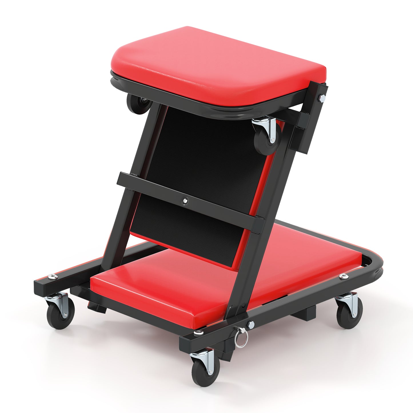 2-in-1 Folding Low Profile Mechanic Creeper with Padded Seat and 6 Wheels-RE, Red Garages at Gallery Canada