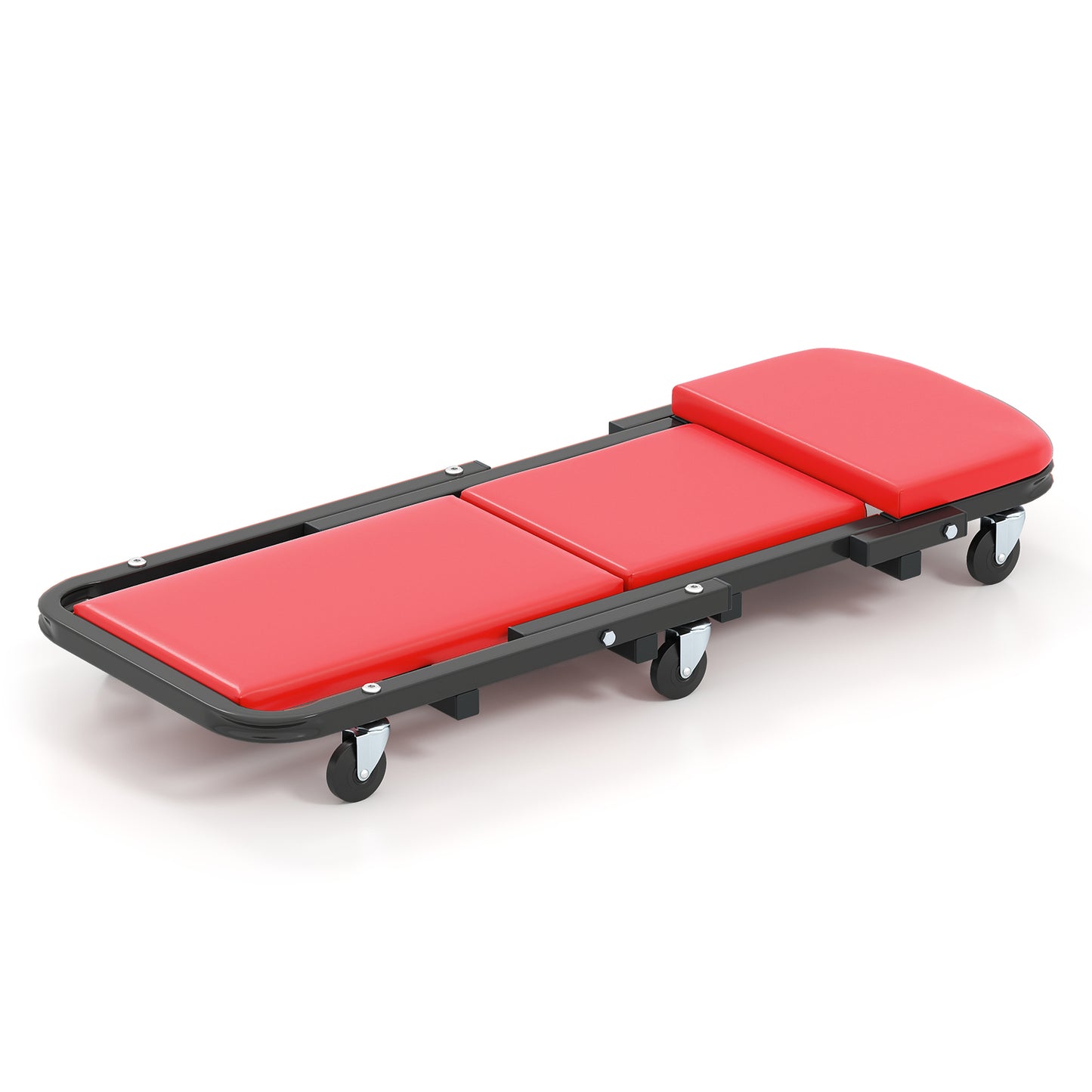 2-in-1 Folding Low Profile Mechanic Creeper with Padded Seat and 6 Wheels-RE, Red Garages at Gallery Canada
