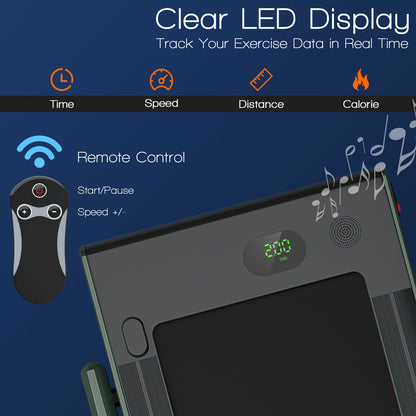 2-in-1 Folding Treadmill with Remote Control and LED Display, Green Treadmills at Gallery Canada