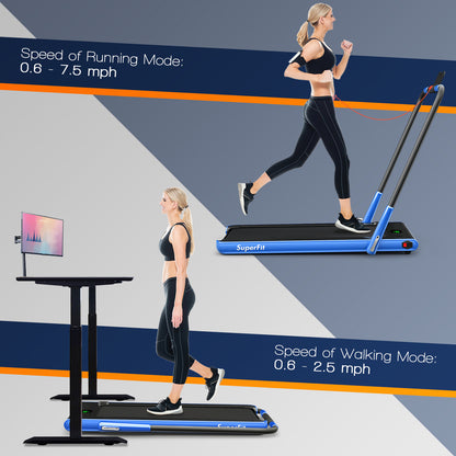 2-in-1 Folding Treadmill with Remote Control and LED Display, Blue Treadmills at Gallery Canada