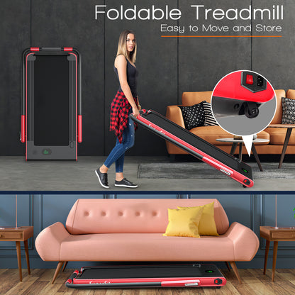 2-in-1 Folding Treadmill with Remote Control and LED Display, Red Treadmills at Gallery Canada