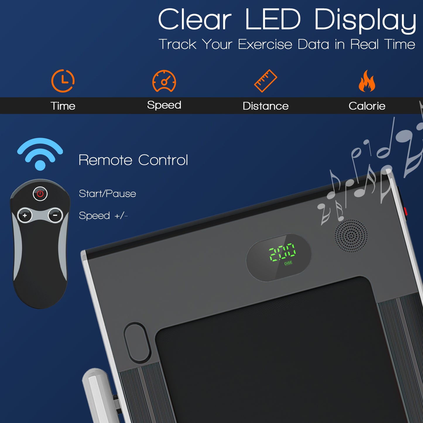 2-in-1 Folding Treadmill with Remote Control and LED Display, Silver Treadmills at Gallery Canada