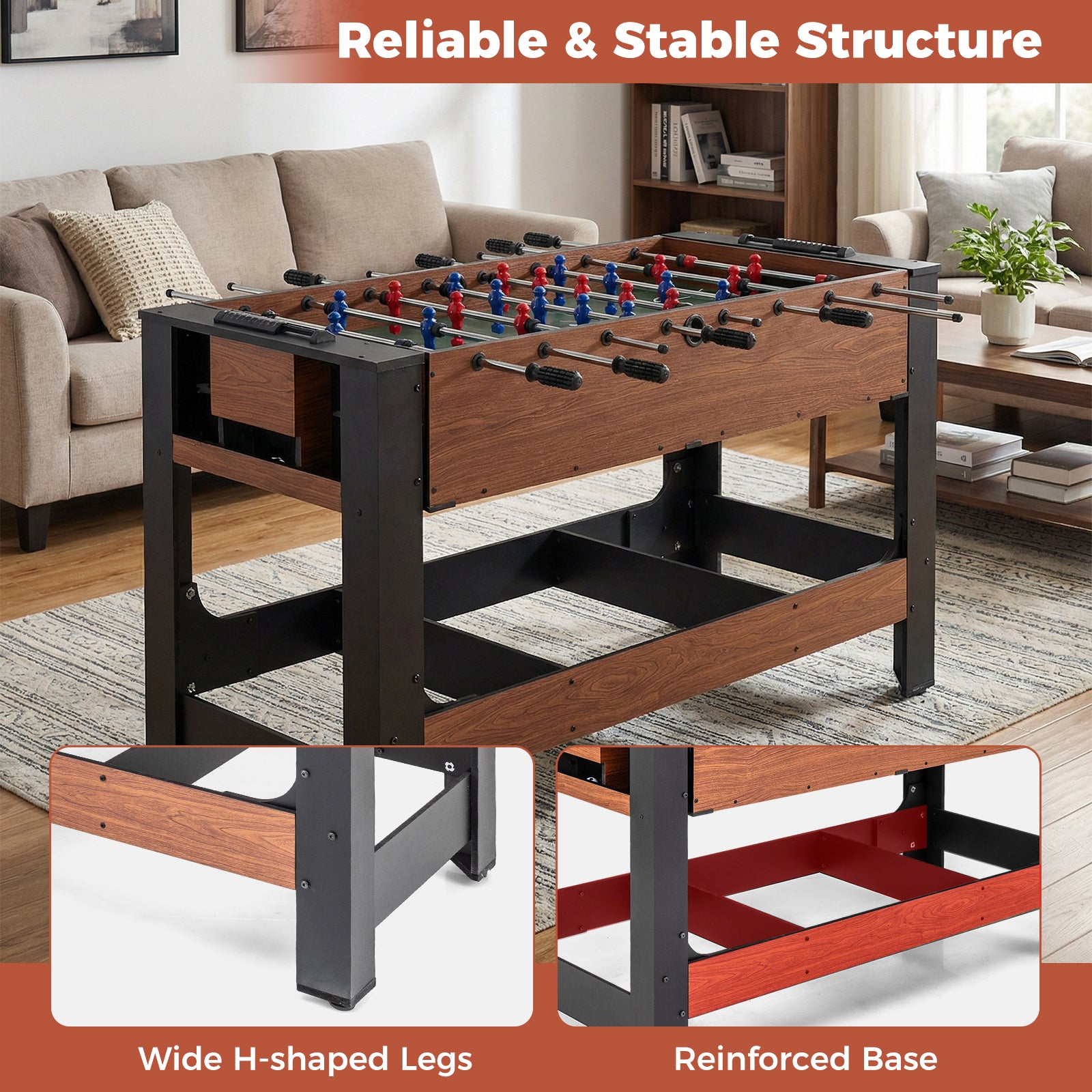 2-in-1 Full Size Foosball and Pool Combo Table with Legs-BN, Black & Brown Game Room at Gallery Canada