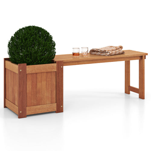 2-In-1 Outdoor Bench With Raised Garden Bed, Detachable Bottom Plates