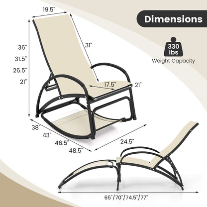 2-In-1 Outdoor Rocking Chair, 4-Position Adjustable Backrest, Beige Patio Rocking Chairs & Gliders at Gallery Canada