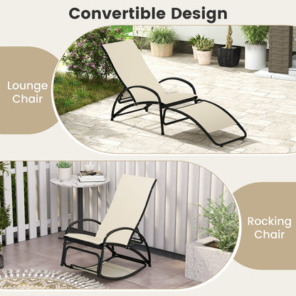 2-In-1 Outdoor Rocking Chair, 4-Position Adjustable Backrest, Beige Patio Rocking Chairs & Gliders at Gallery Canada