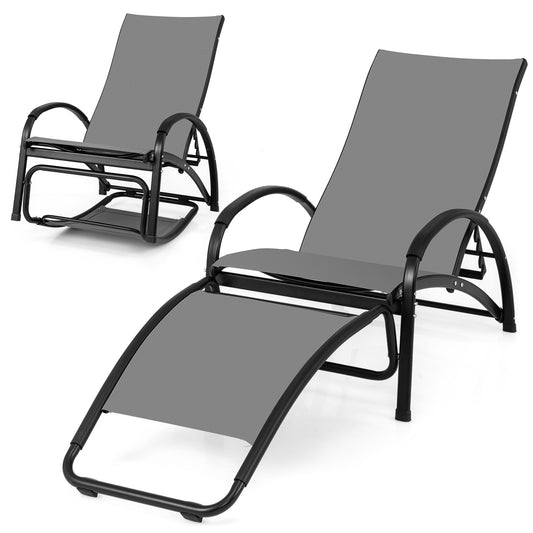 2-In-1 Outdoor Rocking Chair, 4-Position Adjustable Backrest, Gray Patio Rocking Chairs & Gliders Gray at Gallery Canada