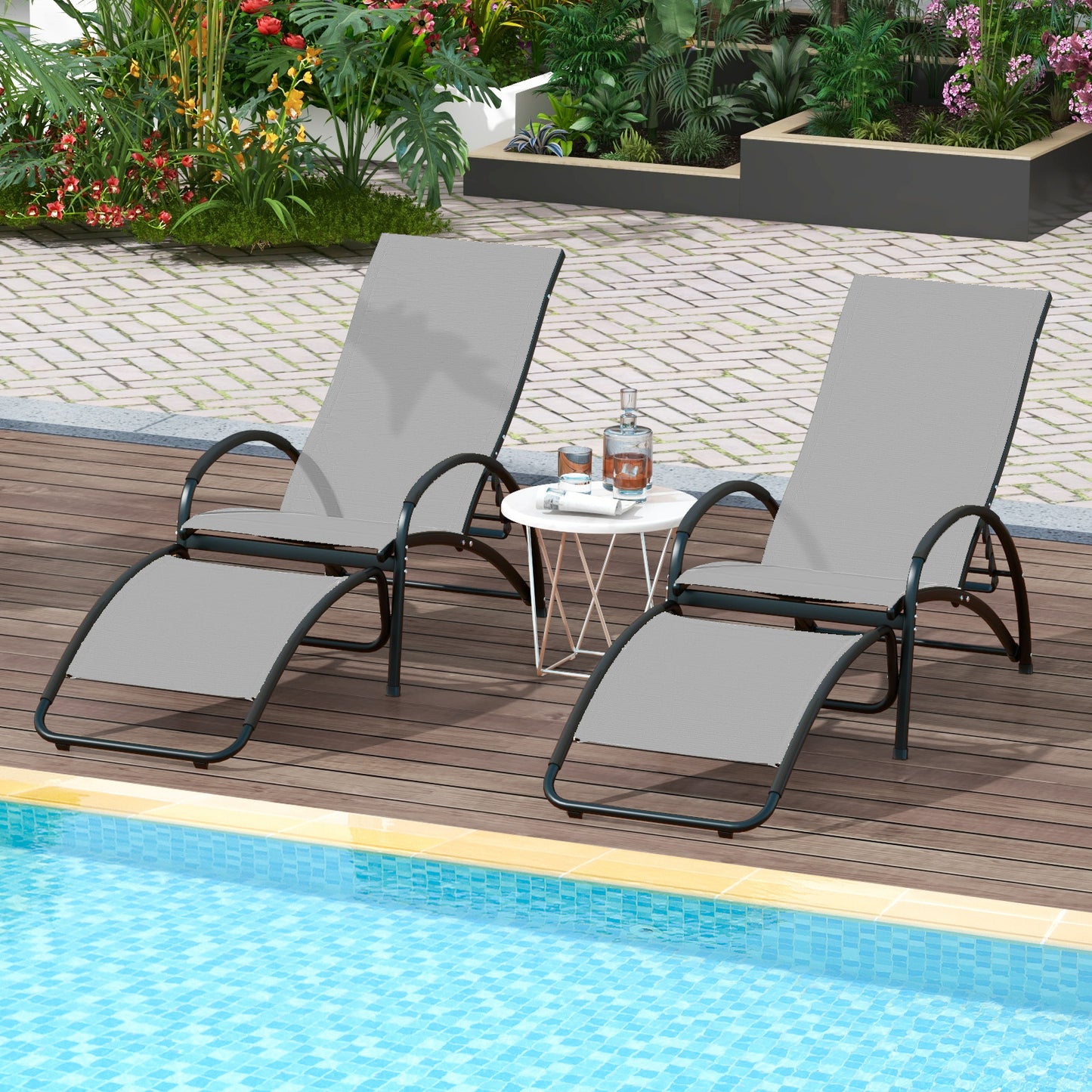 2-In-1 Outdoor Rocking Chair, 4-Position Adjustable Backrest, Gray Patio Rocking Chairs & Gliders at Gallery Canada