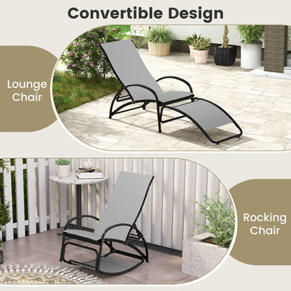 2-In-1 Outdoor Rocking Chair, 4-Position Adjustable Backrest, Gray Patio Rocking Chairs & Gliders at Gallery Canada