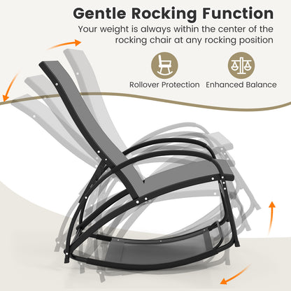 2-In-1 Outdoor Rocking Chair, 4-Position Adjustable Backrest, Gray Patio Rocking Chairs & Gliders at Gallery Canada