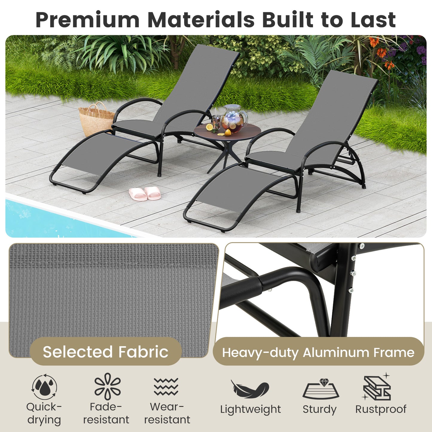 2-In-1 Outdoor Rocking Chair, 4-Position Adjustable Backrest, Gray Patio Rocking Chairs & Gliders at Gallery Canada