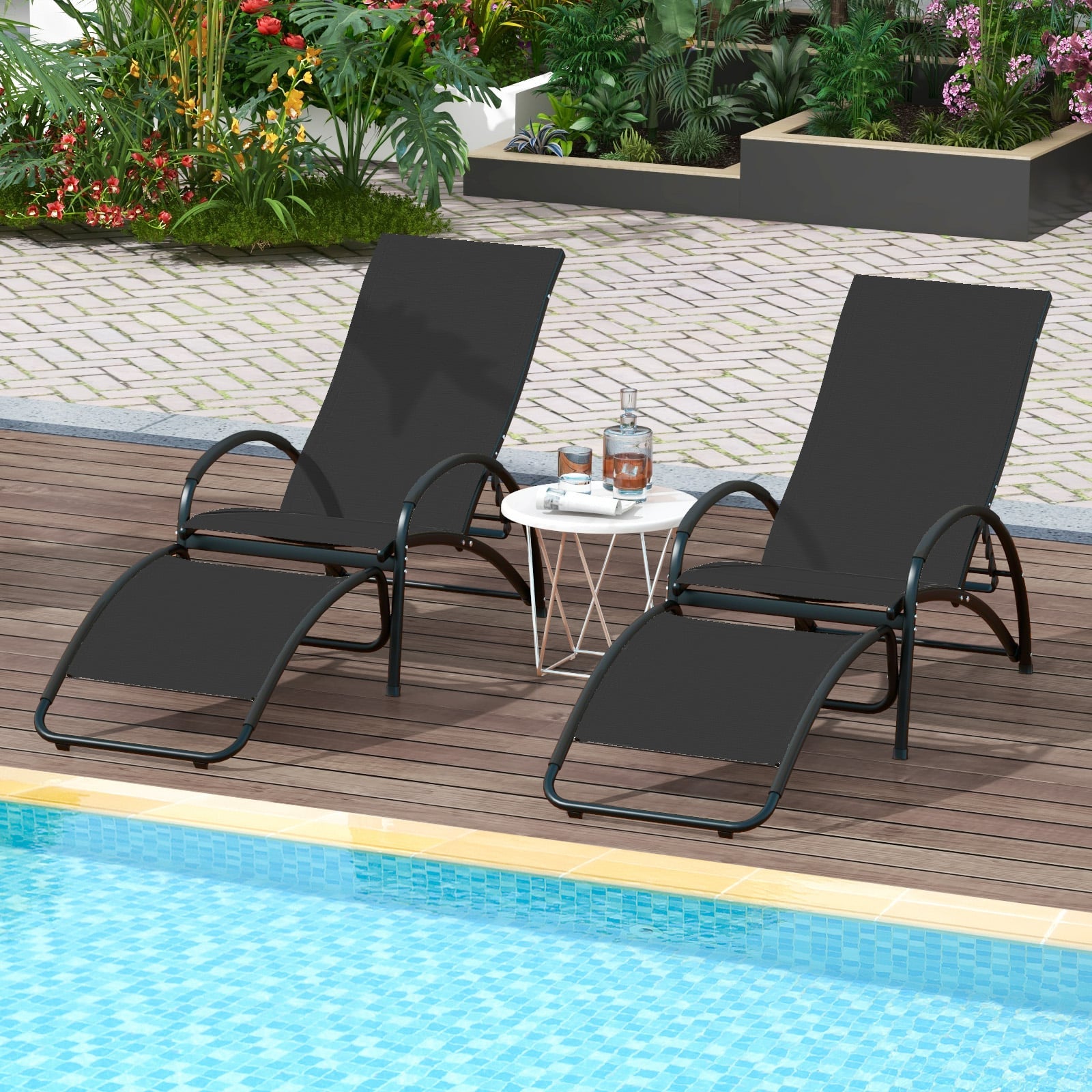 2-in-1 Outdoor Rocking Chair, 4-Position Adjustable Backrest, Black Patio Rocking Chairs & Gliders at Gallery Canada