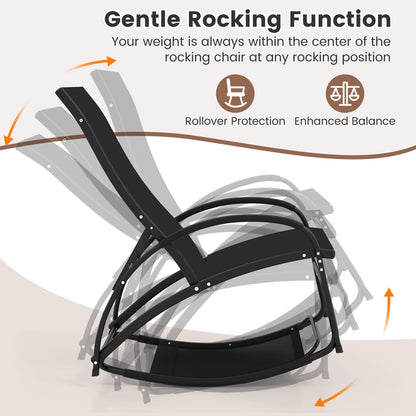 2-in-1 Outdoor Rocking Chair, 4-Position Adjustable Backrest, Black Patio Rocking Chairs & Gliders at Gallery Canada