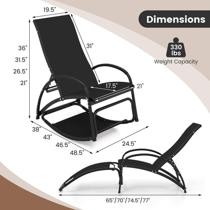 2-in-1 Outdoor Rocking Chair, 4-Position Adjustable Backrest, Black Patio Rocking Chairs & Gliders at Gallery Canada