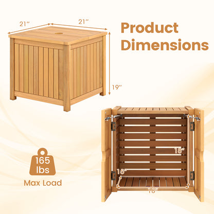 2-in-1 Outdoor Side Table with Storage Acacia Wood Slatted Coffee Table Square Slatted End Storage Box Patio Coffee Tables at Gallery Canada