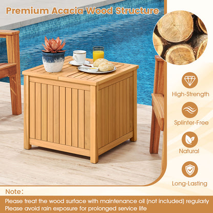 2-in-1 Outdoor Side Table with Storage Acacia Wood Slatted Coffee Table Square Slatted End Storage Box Patio Coffee Tables at Gallery Canada