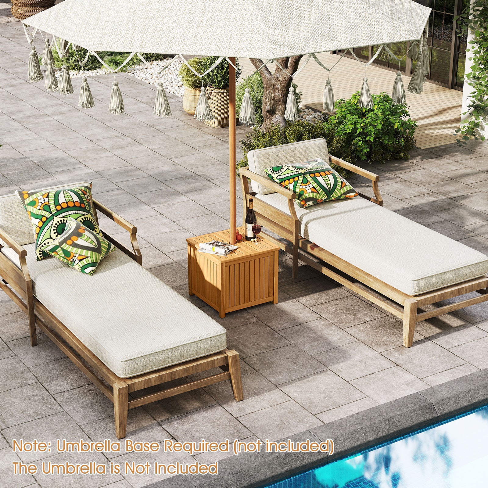 2-in-1 Outdoor Side Table with Storage Acacia Wood Slatted Coffee Table Square Slatted End Storage Box Patio Coffee Tables at Gallery Canada