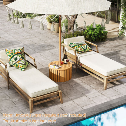 2-in-1 Outdoor Side Table with Storage Acacia Wood Slatted Coffee Table Round Slatted End Storage Box Patio Coffee Tables at Gallery Canada