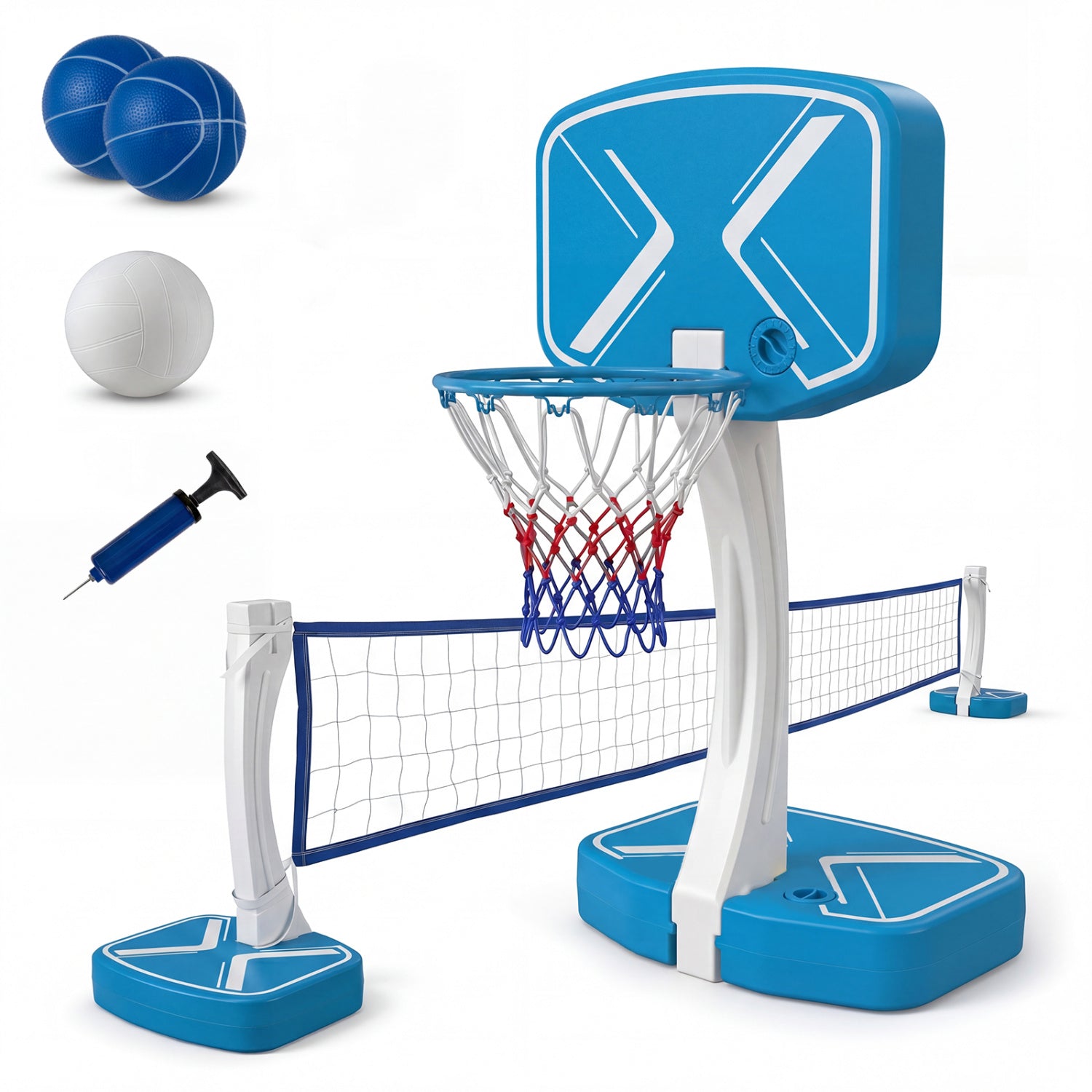 2-In-1 Pool Basketball Hoop & Volleyball Net, Blue Sport Equipments at Gallery Canada
