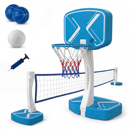 2-In-1 Pool Basketball Hoop & Volleyball Net, Blue Sport Equipments at Gallery Canada
