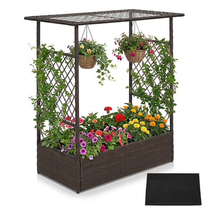 2-in-1 Raised Garden Bed with Hanging Roof, Brown Raised Garden Beds at Gallery Canada