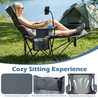 2-in-1 Reclining Camping Chair with 3-Level Adjustable Backrest, Gray Camping Furniture at Gallery Canada