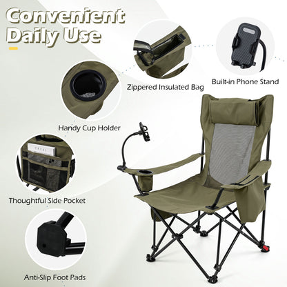 2-in-1 Reclining Camping Chair with 3-Level Adjustable Backrest, Green Camping Furniture at Gallery Canada