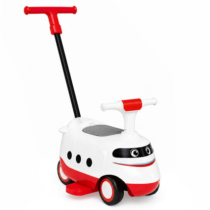 2-in-1 Ride On Push Car, Toddlers 1-3 Years Old, Walker, Horn, Red & White