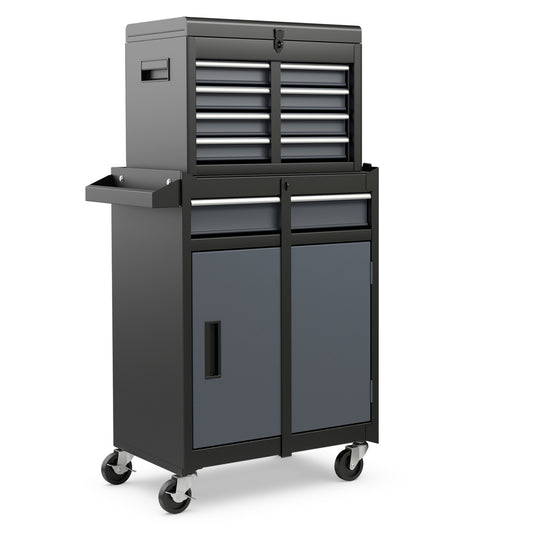 2-In-1 Rolling Tool Chest, 5 Sliding Lockable Drawers, Gray, Black Garages Black & Gray at Gallery Canada