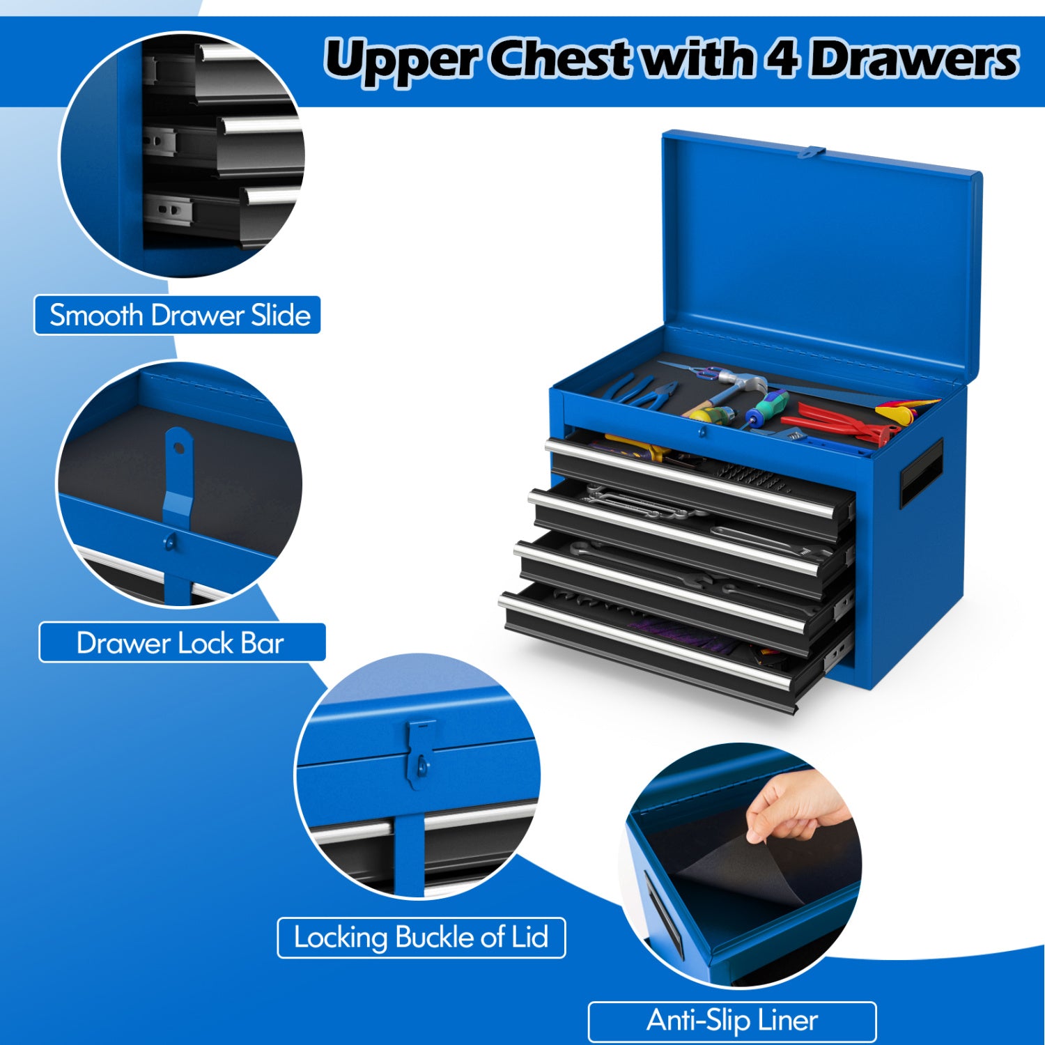 2-In-1 Rolling Tool Chest, 5 Sliding Lockable Drawers, Navy Garages at Gallery Canada