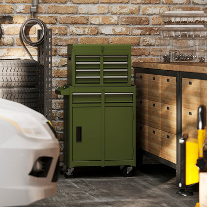 2-In-1 Rolling Tool Chest, 5 Sliding Lockable Drawers, Green Garages at Gallery Canada