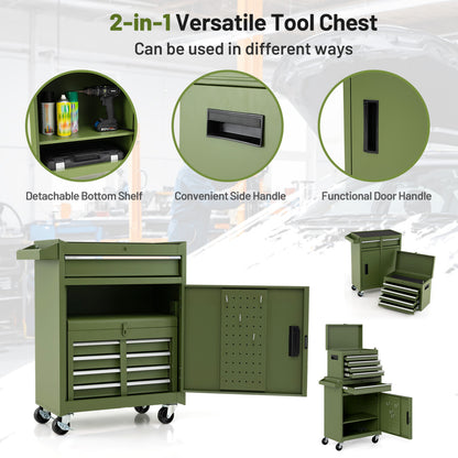 2-In-1 Rolling Tool Chest, 5 Sliding Lockable Drawers, Green Garages at Gallery Canada
