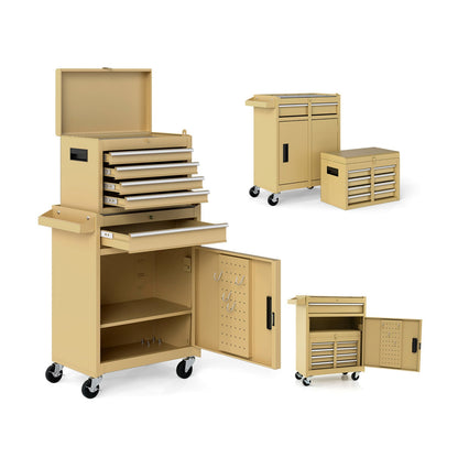 2-In-1 Rolling Tool Chest, 5 Sliding Lockable Drawers, Yellow Garages Yellow at Gallery Canada