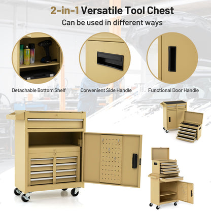 2-In-1 Rolling Tool Chest, 5 Sliding Lockable Drawers, Yellow Garages at Gallery Canada
