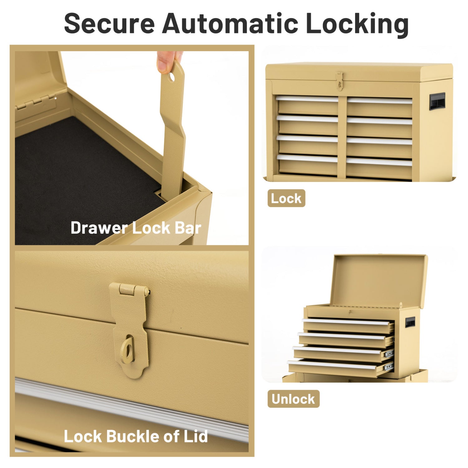 2-In-1 Rolling Tool Chest, 5 Sliding Lockable Drawers, Yellow Garages at Gallery Canada