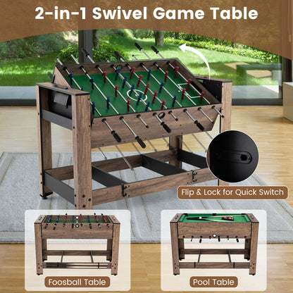 2-in-1 Swivel Foosball and Pool Combo Game Table , Natural Game Room at Gallery Canada