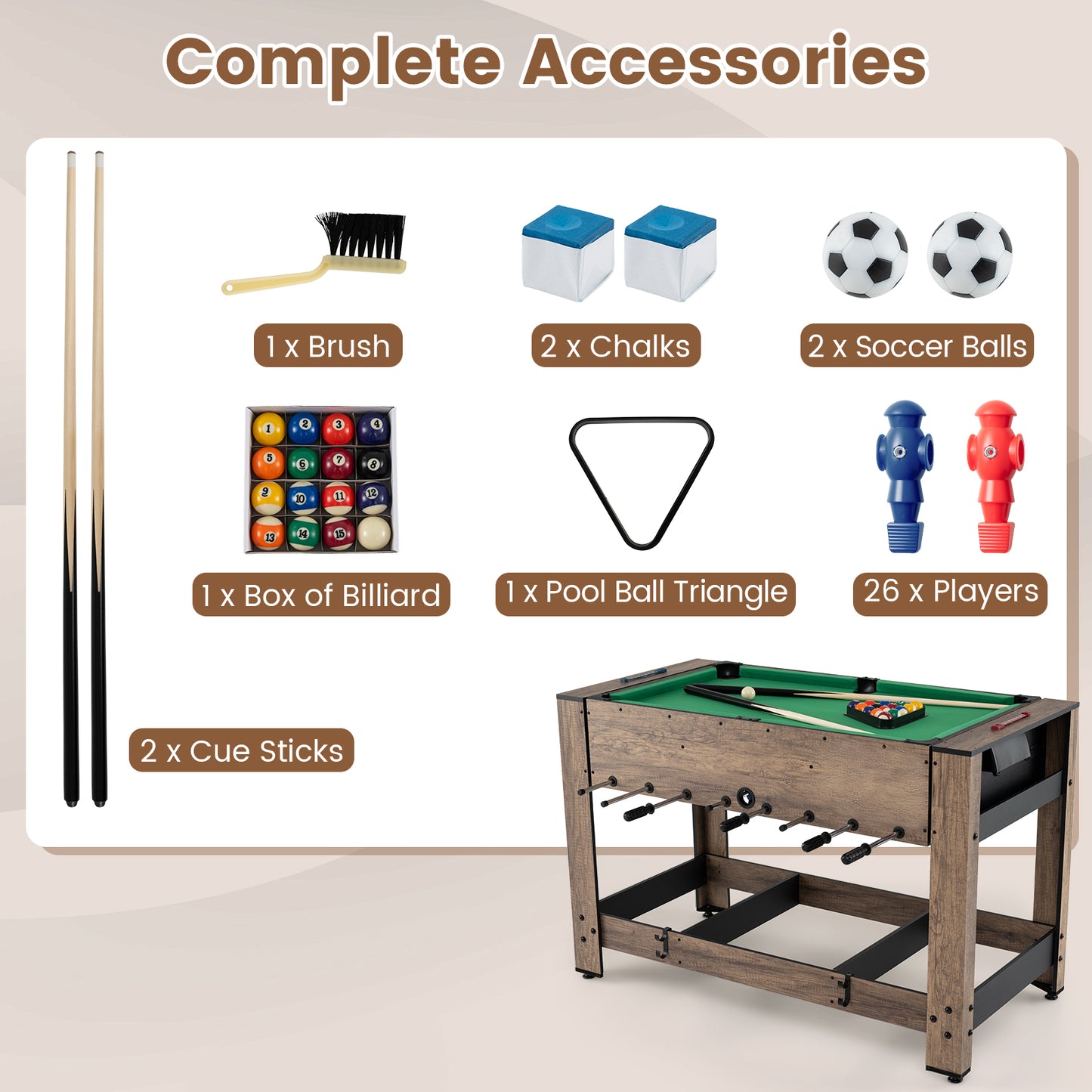 2-in-1 Swivel Foosball and Pool Combo Game Table , Natural Game Room at Gallery Canada