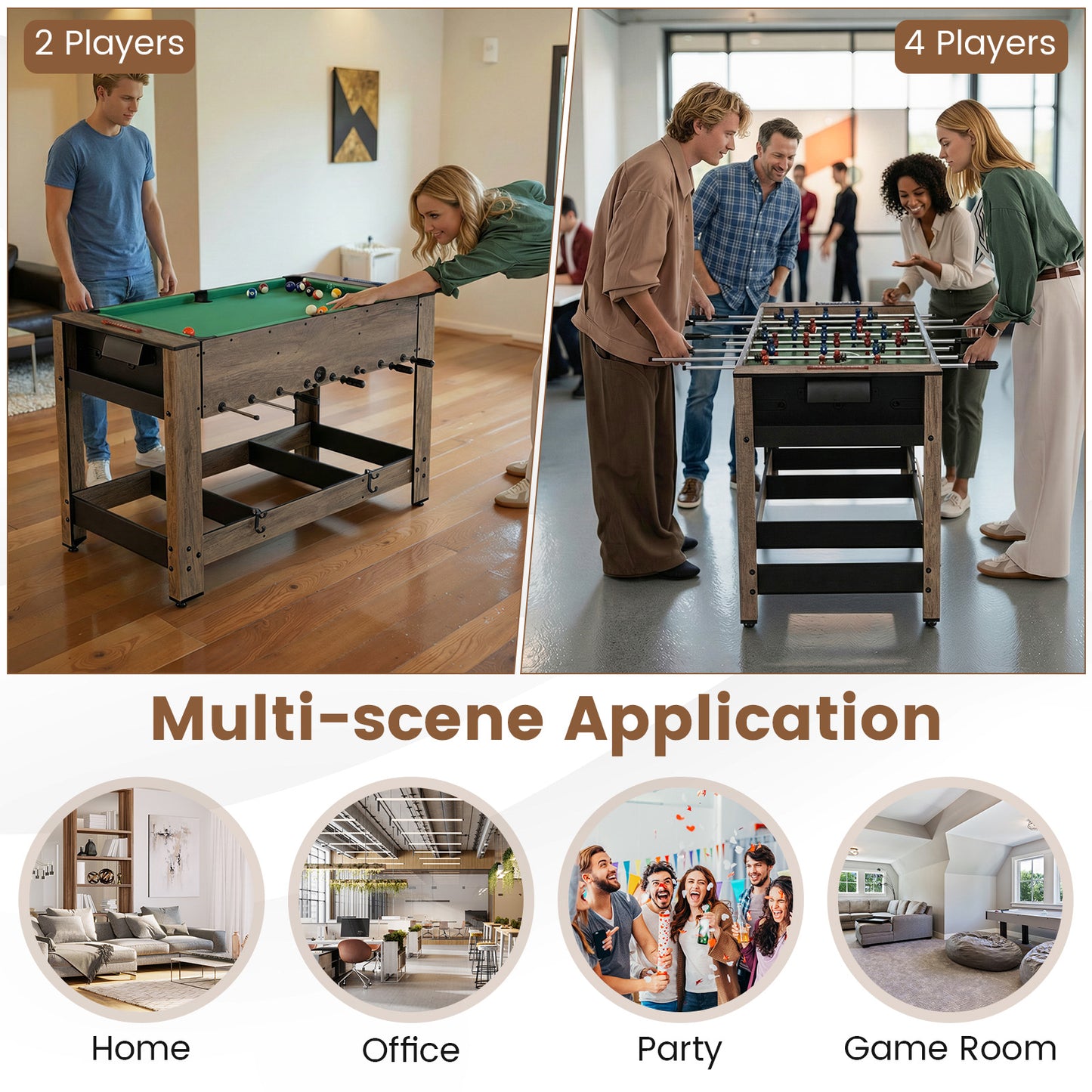 2-in-1 Swivel Foosball and Pool Combo Game Table , Natural Game Room at Gallery Canada
