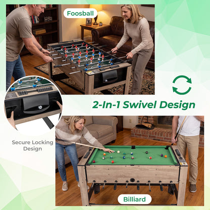 2-in-1 Swivel Game Table for Teens Adults, Brown Game Room at Gallery Canada