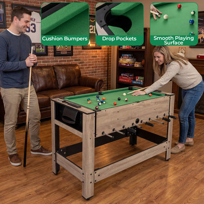 2-in-1 Swivel Game Table for Teens Adults, Brown Game Room at Gallery Canada