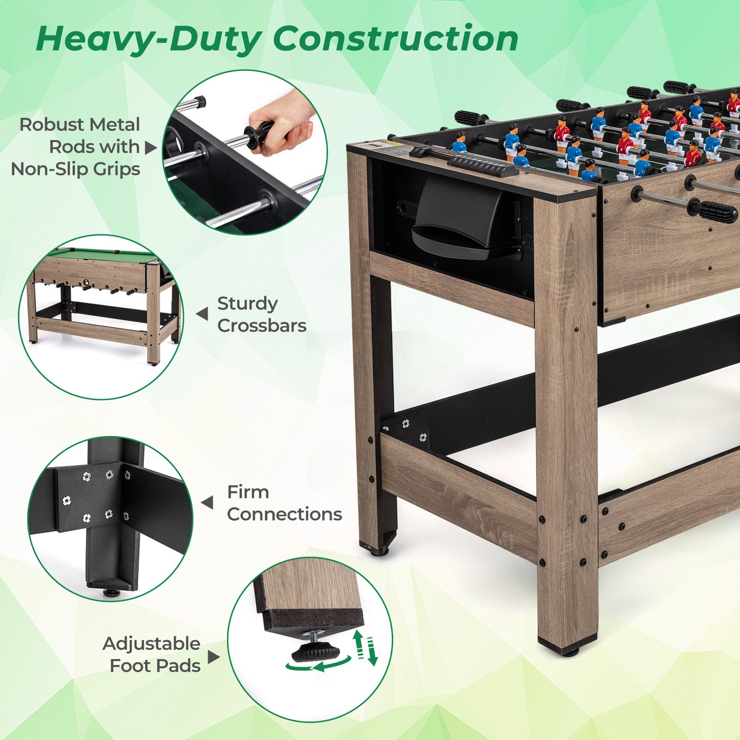 2-in-1 Swivel Game Table for Teens Adults, Brown Game Room at Gallery Canada