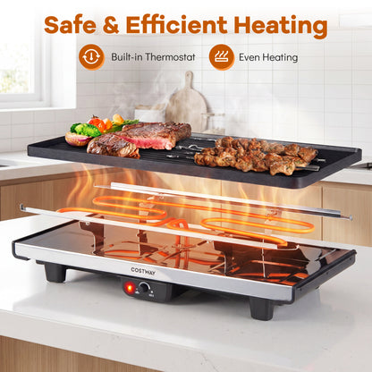 2-in-1 Table Grill & Griddle, Reversible Nonstick Plate, 8
