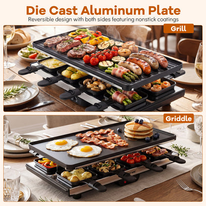 2-in-1 Table Grill & Griddle, Reversible Nonstick Plate, 8