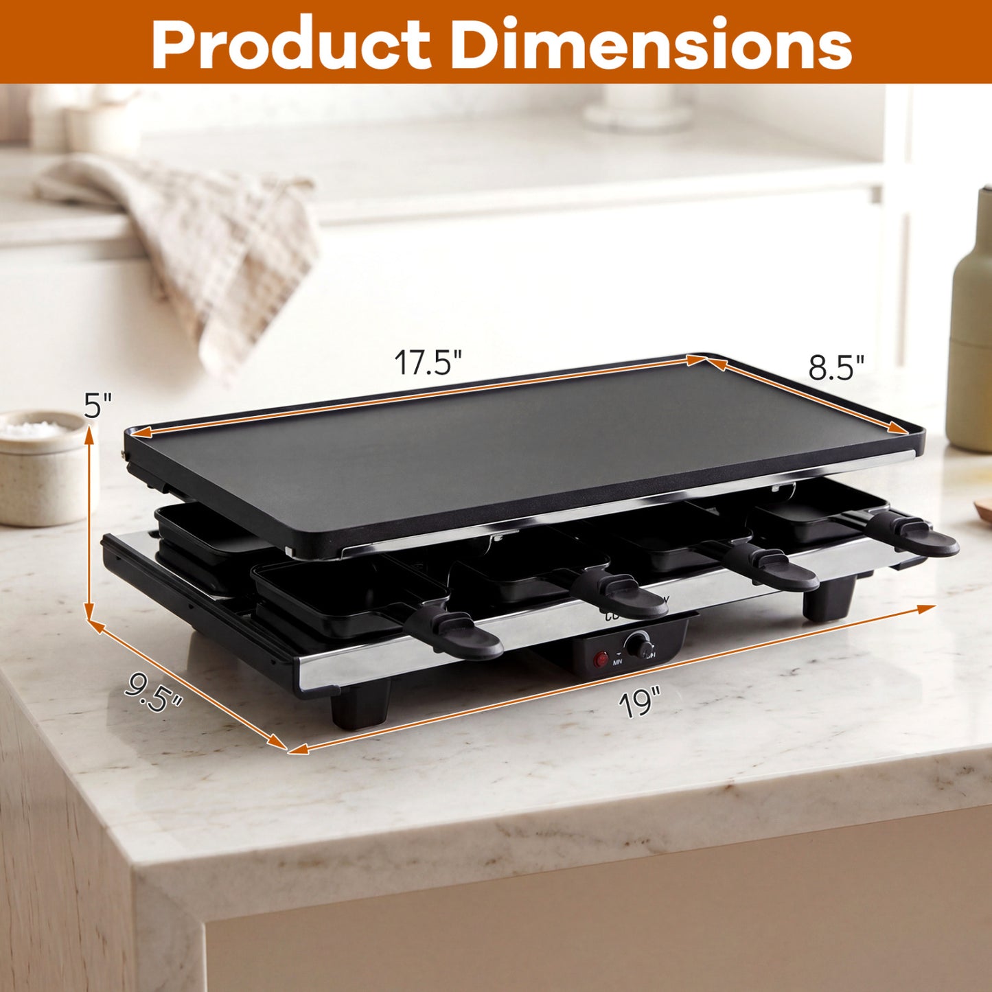 2-in-1 Table Grill & Griddle, Reversible Nonstick Plate, 8