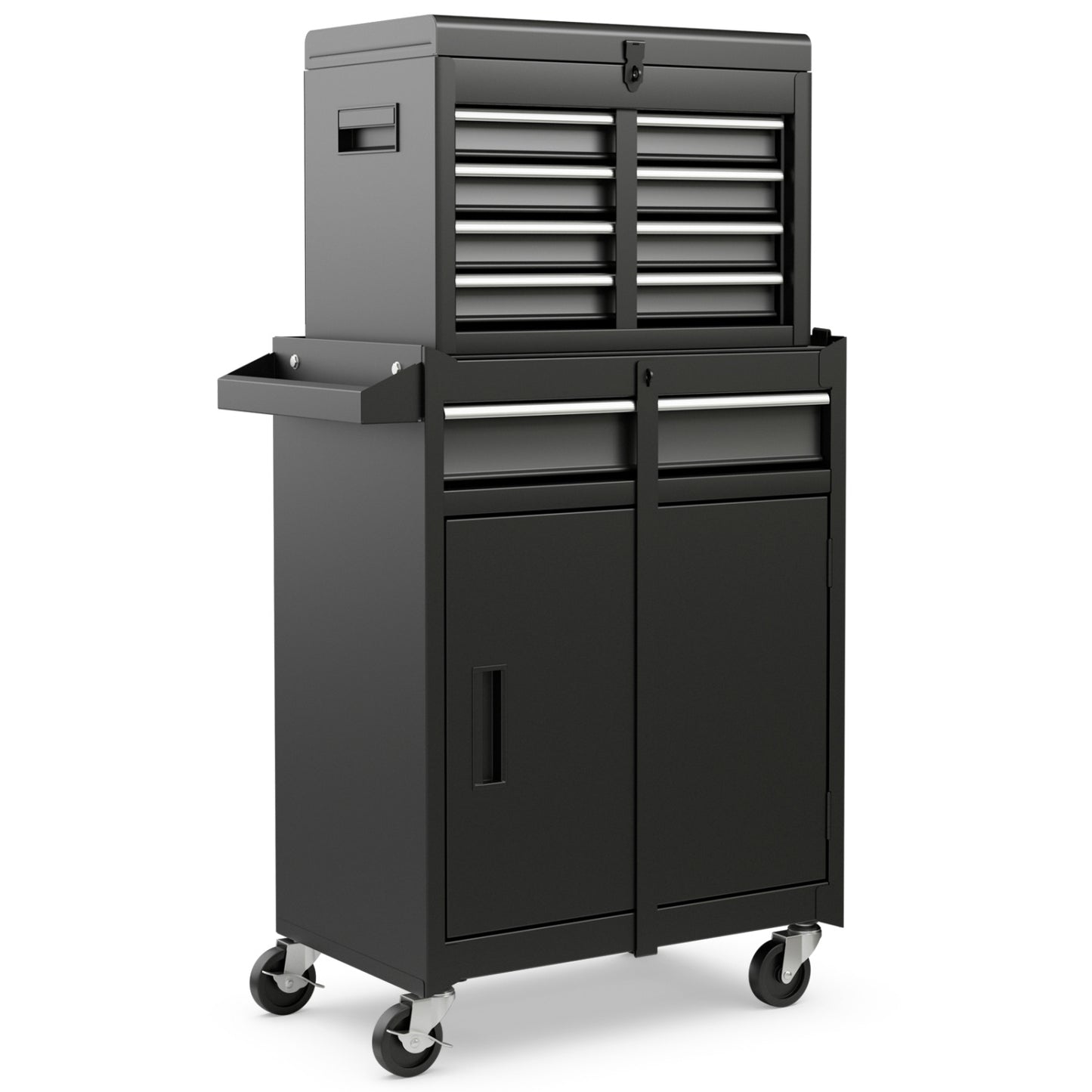 2-in-1 Tool Chest Cabinet, 5 Sliding Drawers, Black Garages Black at Gallery Canada