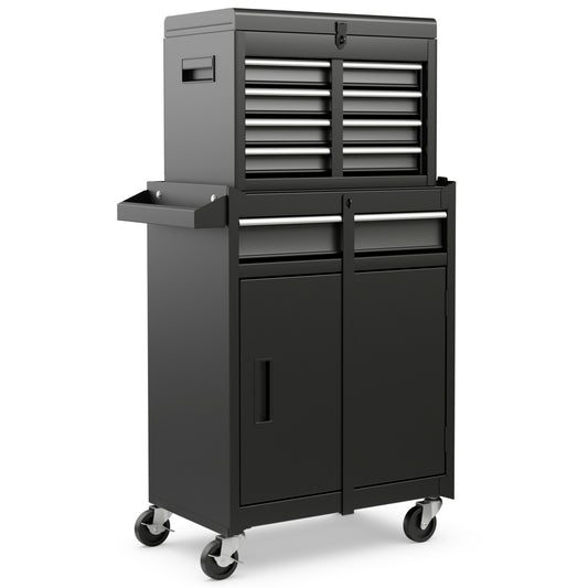 2-in-1 Tool Chest Cabinet, 5 Sliding Drawers, Black Garages Black at Gallery Canada